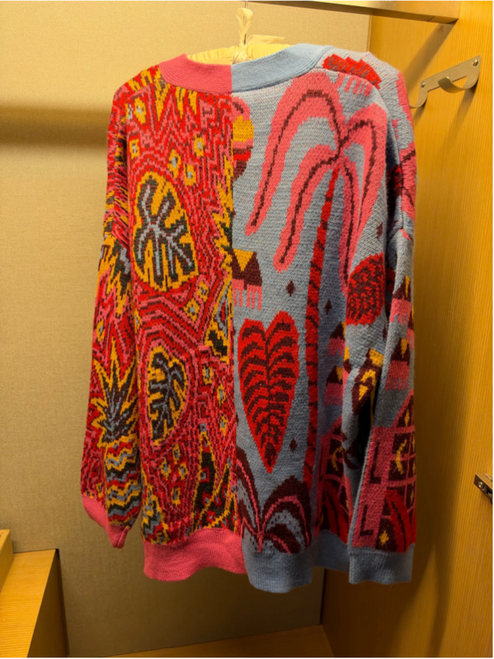 NWT Farm Rio Tropical Print Colorblock Cardigan Blue Pink Tropical Magic Size L - Picture 5 of 8